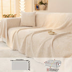 Soft Chenille Sofa Throw Cover with Fringes Durable Pet-Friendly Solid Couch Protector Slipcover for Living Room Sectional Armchair Home Decoration