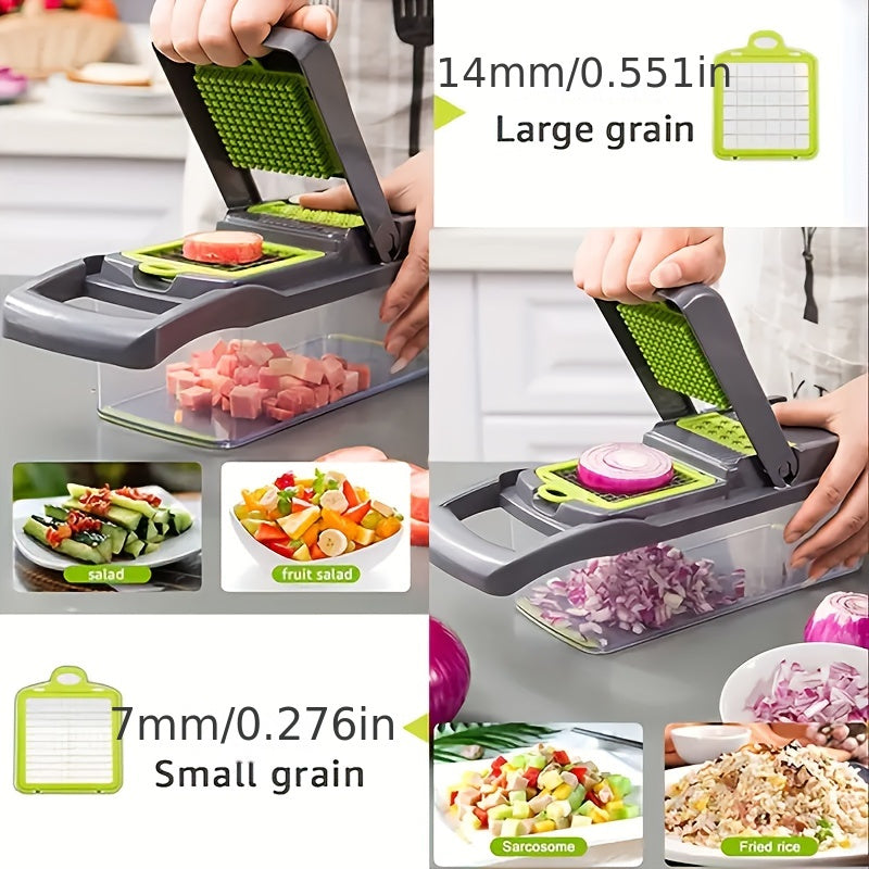 Vegetable Chopper with 8 Blades - Multifunctional Food Slicer Dicer Cutter, Onion Chopper Set with Container, 22pcs Kitchen Prep Tool
