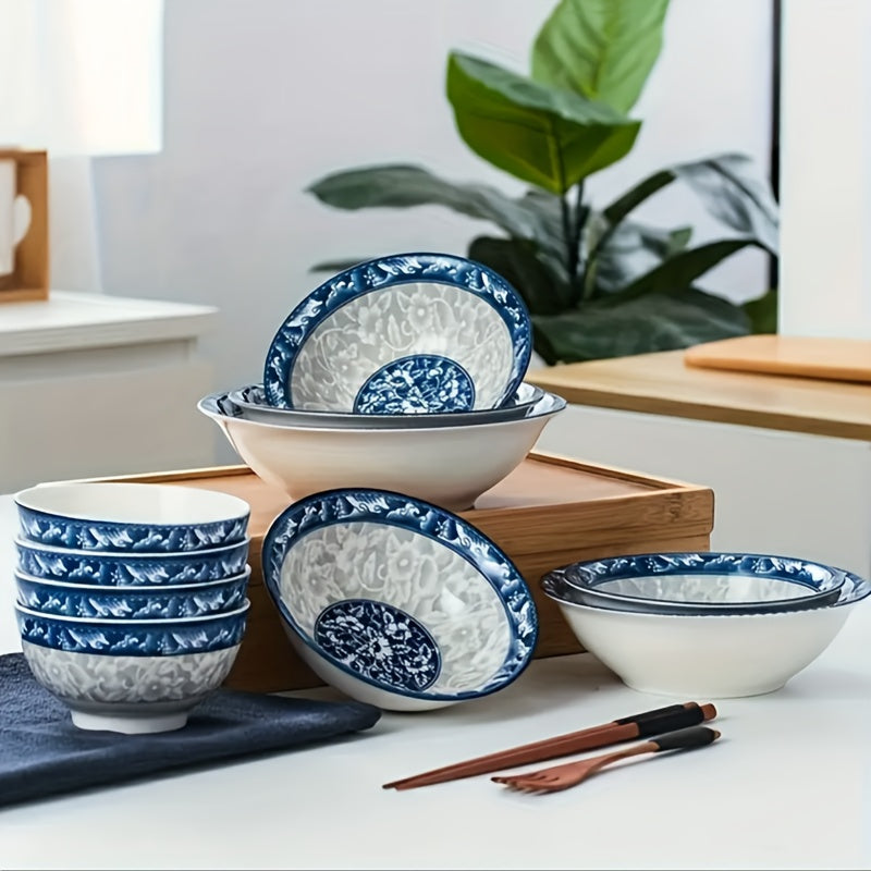 Set of 6 Slim Ceramic Bowls 6 Inch Microwave Safe Soup Noodle Meal Prep Serving Bowls for Home Kitchen