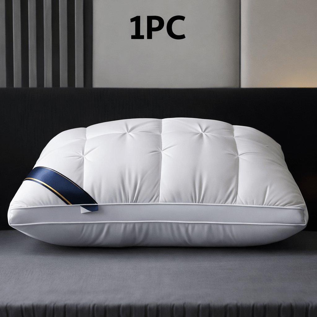 Hotel Quality Bed Pillows - Luxury Soft Polyester Fiber Satin Cover, Deep Sleep Neck Support No-Collapse, Zipper Closure Machine Washable, All-Season, 1/2/3/4-Pack White & Gray