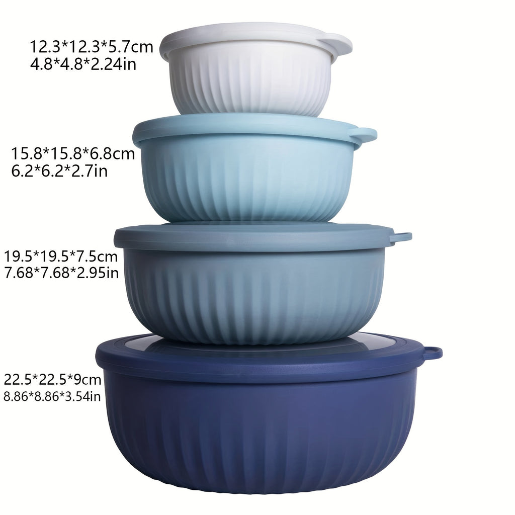 Mixing Bowl Set with Lids 8pcs - 4 Gradient Color Bowls + 4 Lids (13oz, 24oz, 41oz, 73oz), BPA-Free, Dishwasher Safe, Stackable for Meal Prep, Salad, Snacks & Food Storage