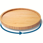 Lazy Susan Organizer Spinning Spice Rack Wooden Turntable Non-Slip for Kitchen Cabinet & Countertop - 9.84 & 11.81 Inch