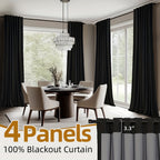 Back Tab Blackout Curtains 2 or 4 Panels – 100% Light Blocking Thermal Insulated Window Drapes for Living Room, Bedroom & Office, 50"W Multiple Lengths, 9 Colors