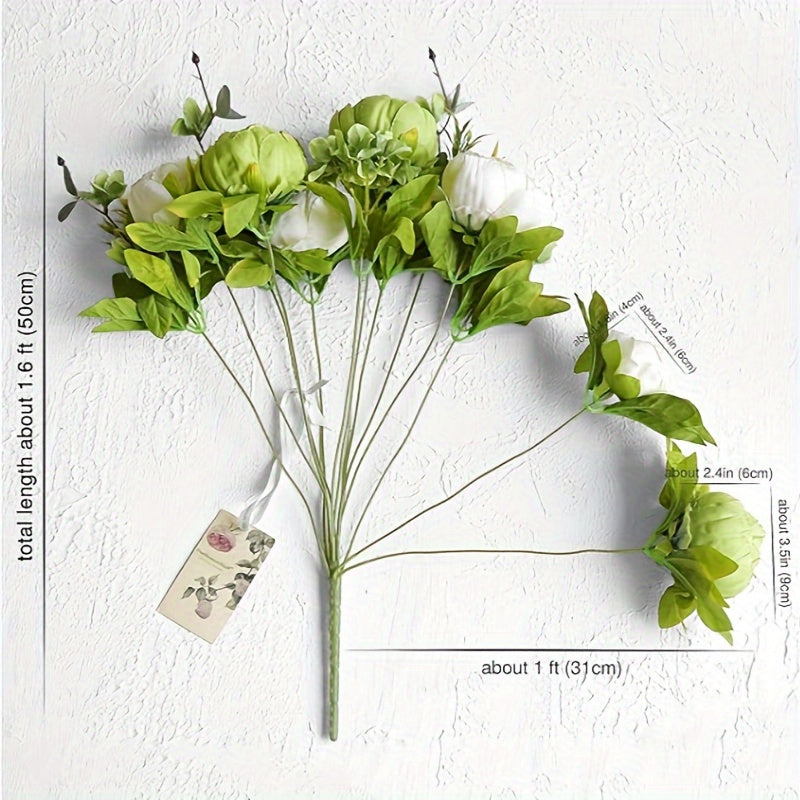Vintage Peony Hydrangea Artificial Flowers 1-2 Bunches 13 26 Stems Rustic Brown Beige Green Mix | Fake Floral Centerpiece for Wedding Bridal Home Living Room Indoor Decor