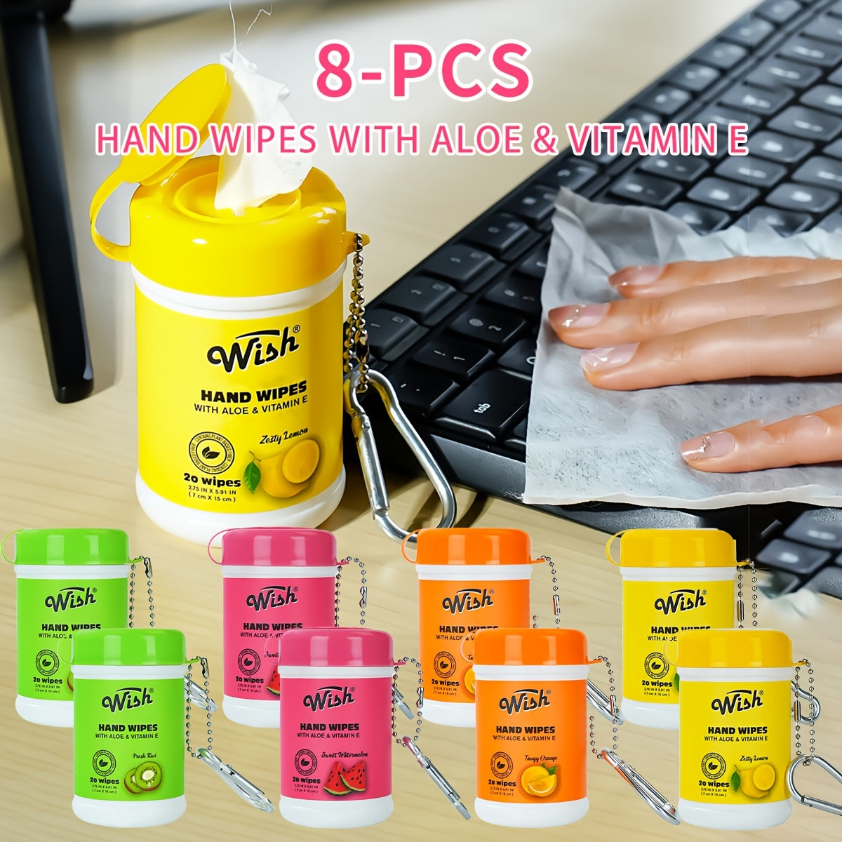 Mini Travel Hand Wipes 4-16 Pack Assorted Scents - Portable Pocket Wet Wipes for Travel Outdoor Picnic Kitchen & Bathroom 80-320 Sheets