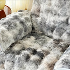 Plush Faux Rabbit Sofa Cover Set 4 Piece Thick Warm Non-Slip Machine Washable – Modern Pet-Friendly Couch Protector for Autumn & Winter – Gradient Colors