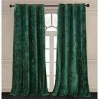 Luxury Distressed Crushed Velvet Curtains - 4-Piece Set (2 Panels + 2 Tiebacks), Grommet Top, Room Darkening | 10 Colors, 3 Sizes