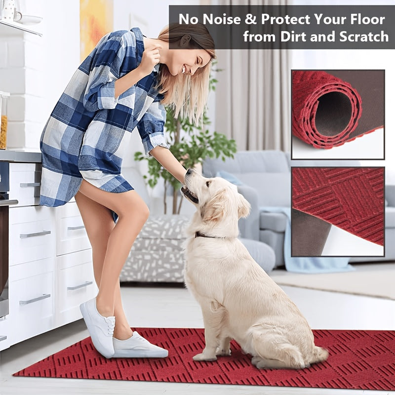 Hallway Runner Rug Non-Slip Vintage Diamond Pattern Machine Washable Rubber Backed – Kitchen, Entryway & Living Room Runner, 5 Sizes, Dark Gray & Dark Red