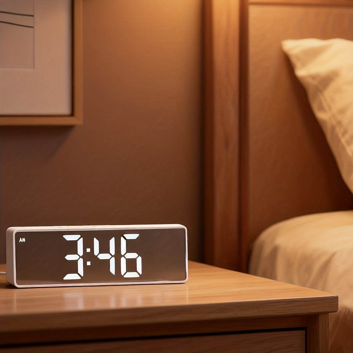 Contemporary LED Desk Clock with Temperature Display, Brightness Adjustment, Night Mode & Snooze – 12/24 Hour Digital Alarm Clock for Bedroom, Office & Nightstand