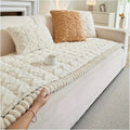 Thick Plush Sofa Cover Mat – Anti-Slip Backing Couch Slipcover, Machine Washable, 1–4 Seater, Living Room Bedroom Office, White Grey Coffee