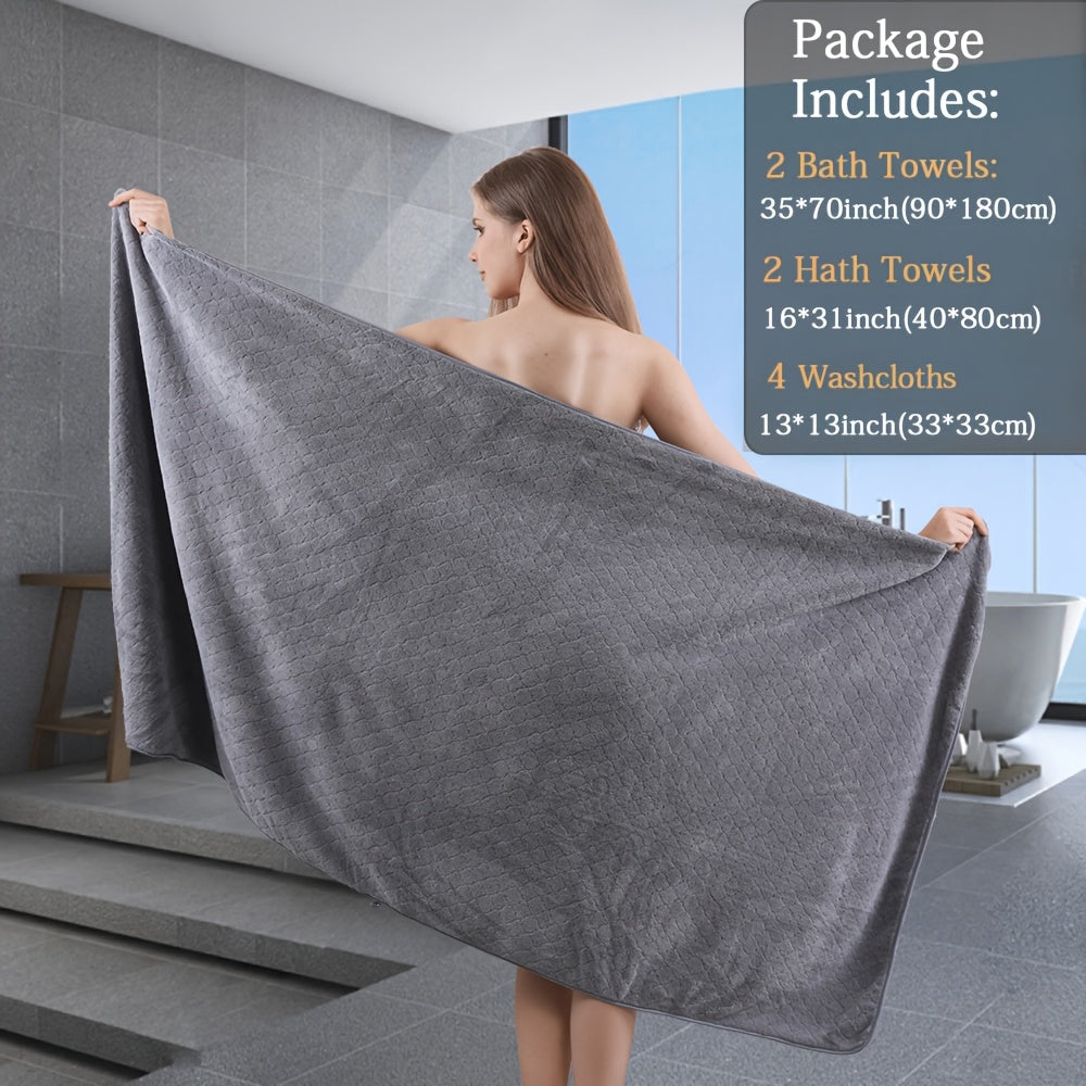 8 Piece Bath Towel Set Oversized – 2 Extra Large Bath Sheets, 2 Hand Towels, 4 Washcloths – Soft, Highly Absorbent, Quick Dry Shower Towels for Bathroom, Hotel, Spa & Beach