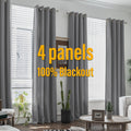 Blackout Curtains 4 Panel Set Grommet Textured for Bedroom & Living Room – 100% Room Darkening Thermal Insulated Luxury Drapes, 11 Colors & 5 Lengths