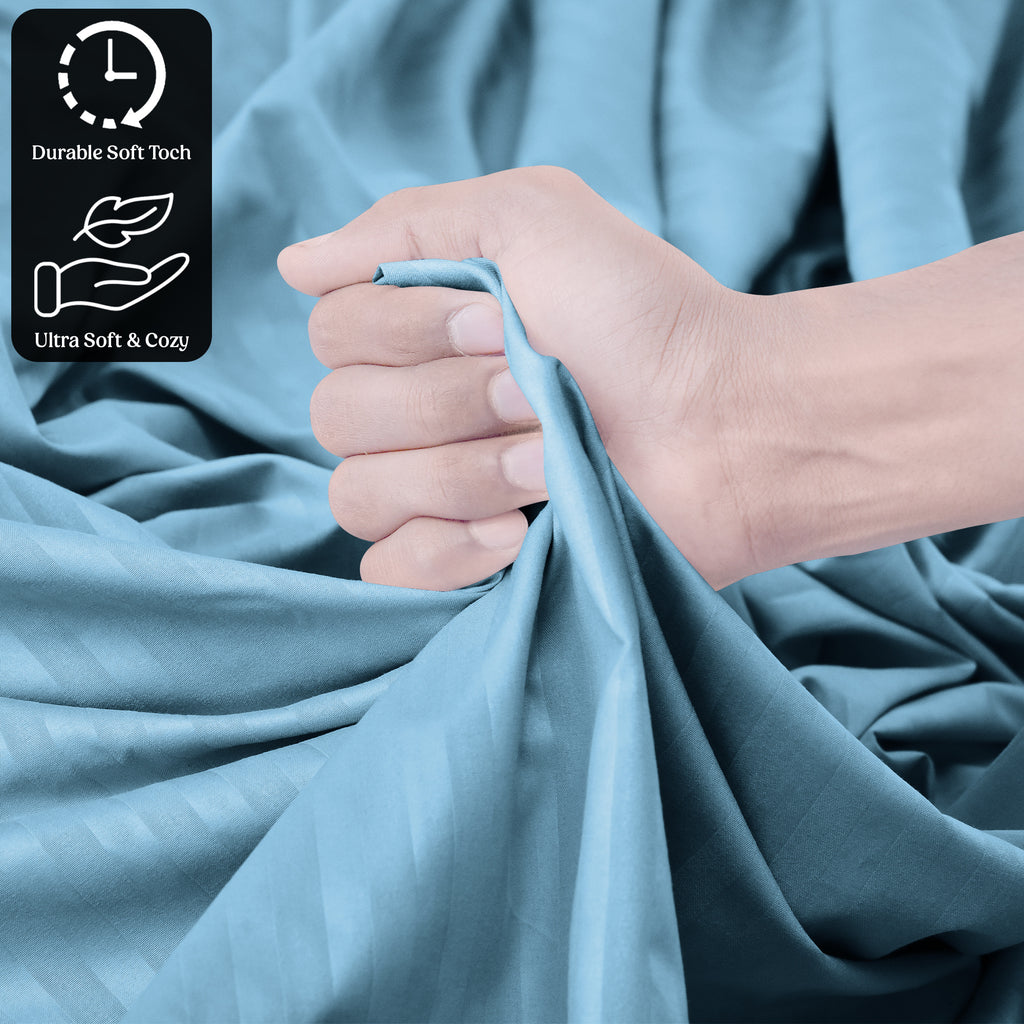 Luxury Striped Bed Sheet Set 3 or 4 Pcs – Hotel-Quality Deep Pocket 16", Extra Soft Breathable Cooling Sheets, Wrinkle & Fade Resistant, Twin Twin XL Full Queen King Cal King, 11 Colors