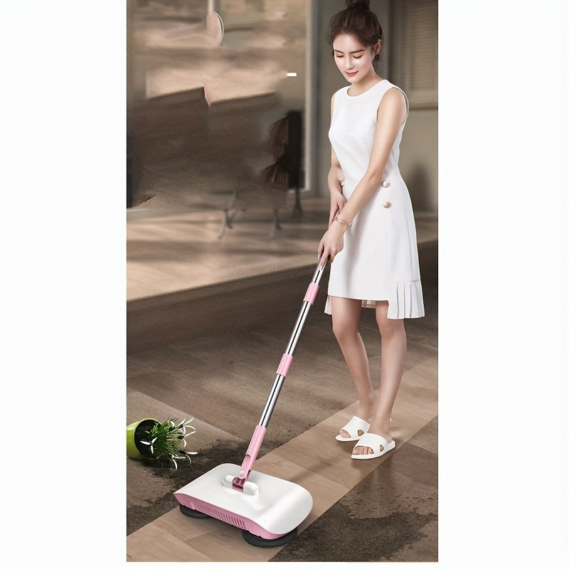 Hand-Push Floor Sweeper with Dustbin – All-in-One Manual Broom & Dustpan Set, No Power Needed, Lightweight Household Cleaning Machine for Hardwood, Tile & Laminate Floors, Lazy-Friendly Design