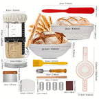 Sourdough Bread Baking Kit with Banneton Proofing Basket Set - Complete Starter Supplies Including Oval & Round Proofing Baskets, Sourdough Starter Jar, Baking Tools & Utensils for Home Bakers