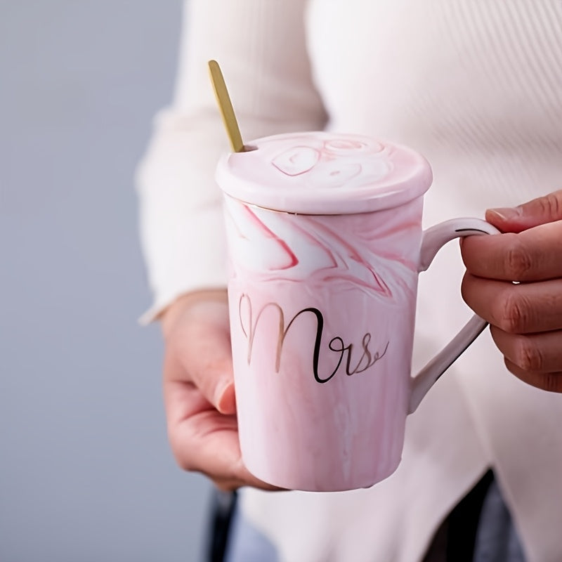 Mr and Mrs Mugs Couples Wedding Gift – 14oz Ceramic Marble Cups for Bride & Groom – Bridal Shower, Engagement, Anniversary & Newlywed Gift Set