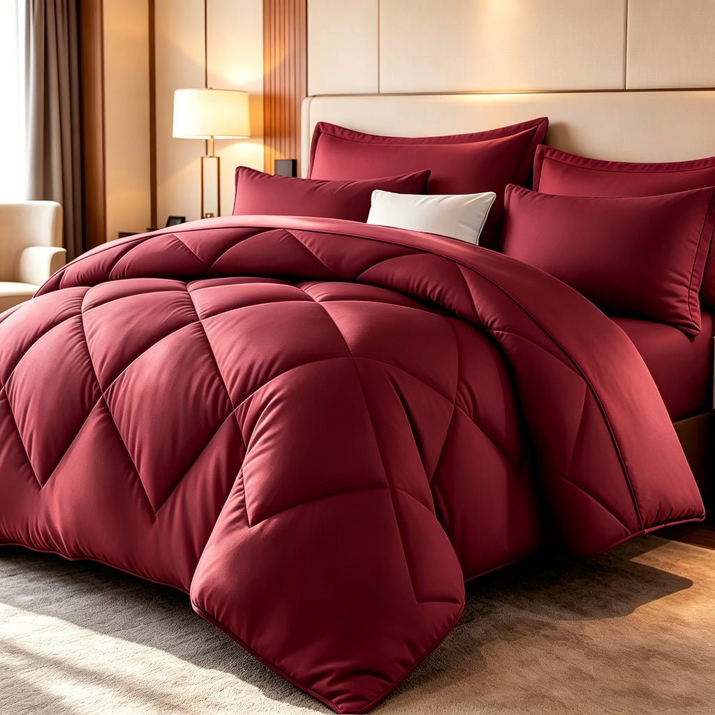 Diamond Pattern Quilt Bedding Set with Pillowcases 2/3 Piece – Soft Breathable Lightweight Comforter Twin Queen King 30+ Colors