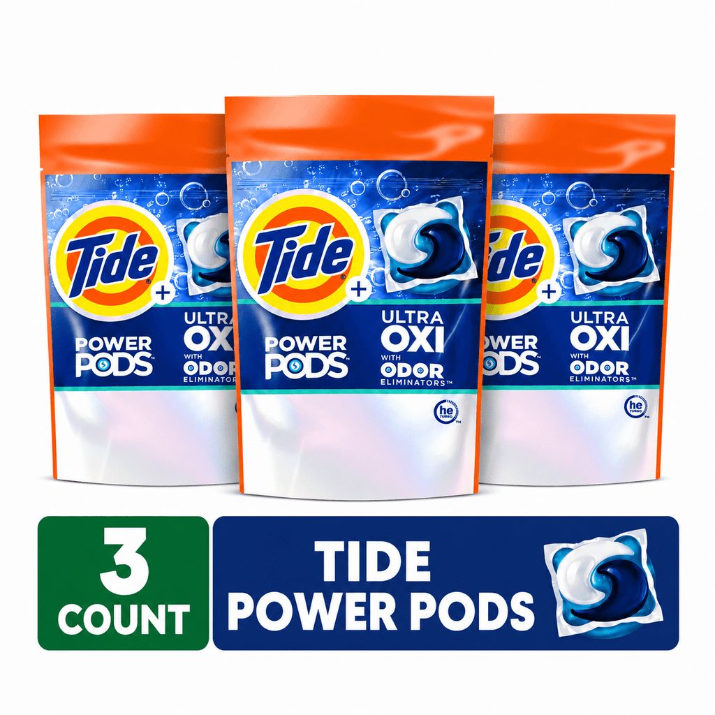 Tide Power PODS Ultra OXI Laundry Detergent Pacs 54 Count, Stain-Fighting Oxi Boost Laundry Pods, Deep Clean Odor Eliminating Washing Machine Pods for HE & Standard Washers