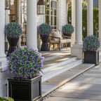 Artificial Lavender Topiary Ball Trees 2 Pack with Ground Spike – UV Resistant Faux Cedar Evergreen Shrubs for Outdoor Front Porch, Garden, Backyard & Indoor Home Decor