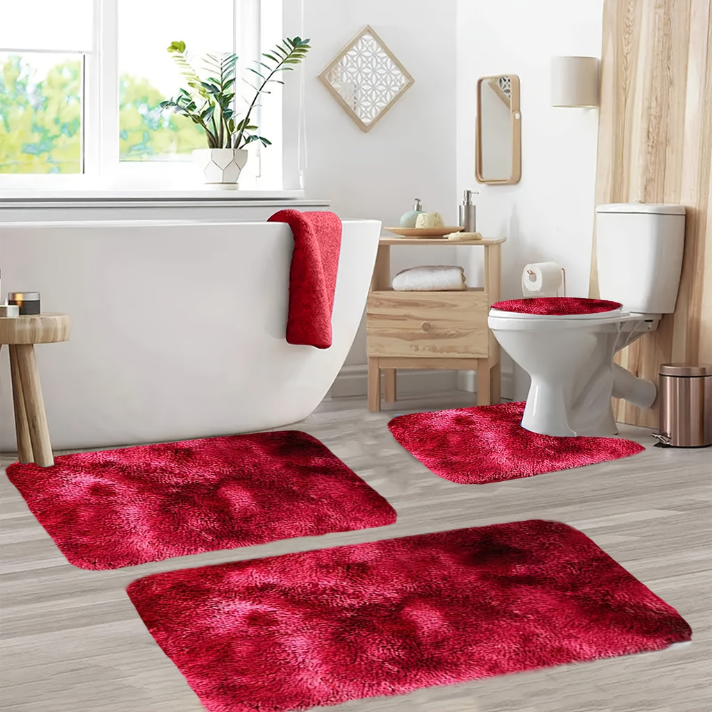 Soft Velvet Bath Rug Set Non-Slip Water Absorbent Machine Washable Bathroom Mat 3 4 5 6 Piece Sets Multiple Colors