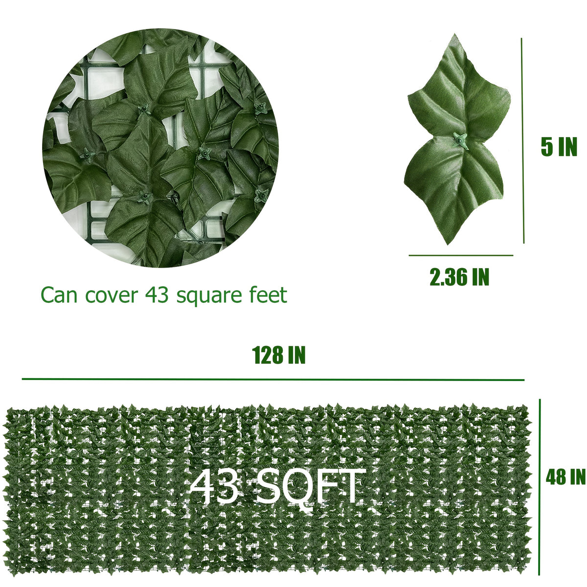 UV Resistant Artificial Ivy Privacy Fence Screen Faux Hedge Wall Panels Fake Ivy Vine Leaf Green Backdrop for Outdoor Garden Patio Balcony Backyard Indoor Decor Multiple Sizes