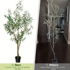 Artificial Olive Tree 5/6/7FT Multi-Trunk Pre-Potted – Lifelike Faux Indoor Tree with 706-1296 Leaves & Realistic Olives – Mediterranean Farmhouse Decor for Home, Office & Porch