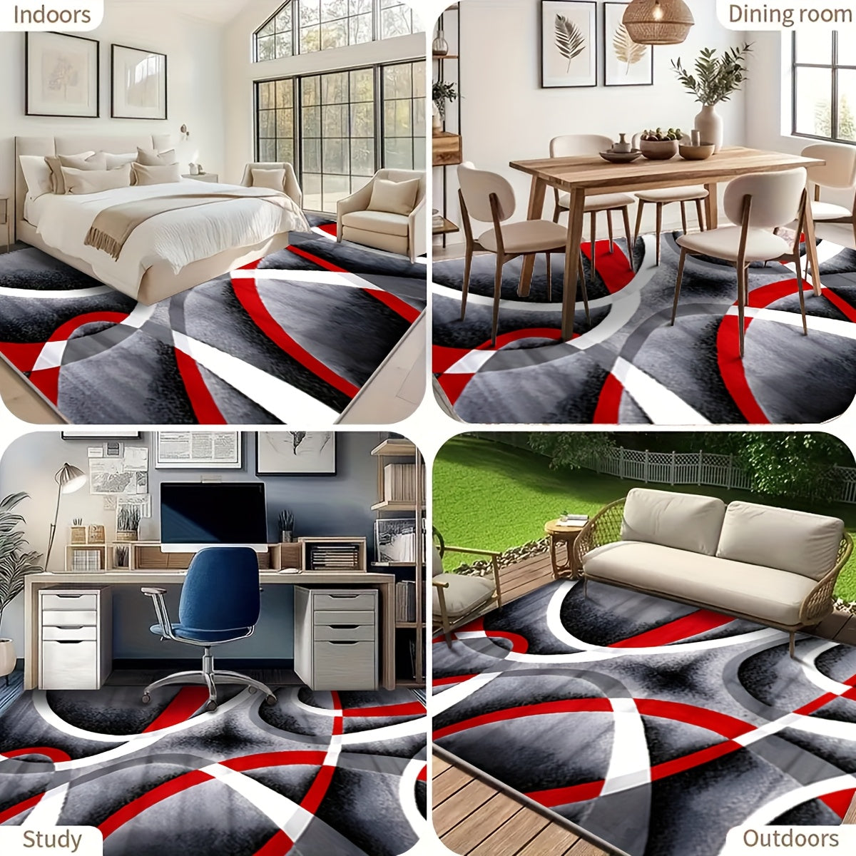 Christmas Area Rug Abstract Geometric Non-Slip Machine Washable – Holiday Decor Accent Rug for Living Room, Bedroom, Kitchen, Dining Room & Outdoor