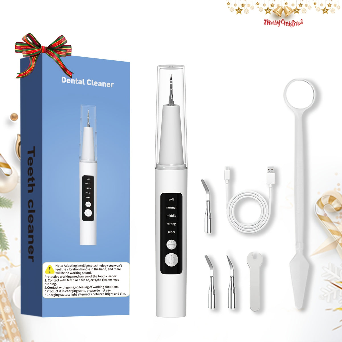 Electric Water Flosser Dental Cleaning Kit - 5 Mode LED Light 4 Replaceable Heads Deep Clean Oral Care Fresh Breath Gift for Mom Dad Women