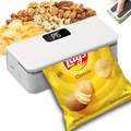 Mini Bag Sealer USB Rechargeable with Built-In Cutter, 6-Level Heat Portable Food Sealer for Chips, Snacks, Fruits & Veggies — Compact Kitchen & Picnic Gadget, White & Blue