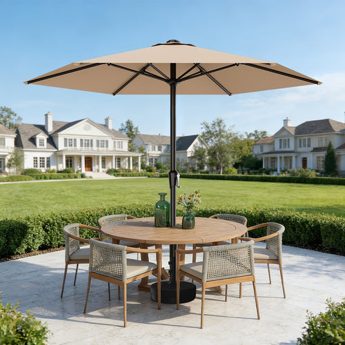 9FT Heavy-Duty Patio Umbrella with Crank – 6 Sturdy Ribs, UV Block, for Market, Pool, Backyard & Garden | 12 Colors (Base Sold Separately)