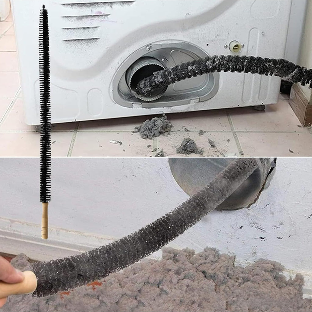 Dryer Vent Cleaning Kit with Flexible Vacuum Hose & Lint Brush Set – Fits Most Vacuums, Removes Lint Buildup Fast, Essential Home Laundry Maintenance Tool for Fire Safety