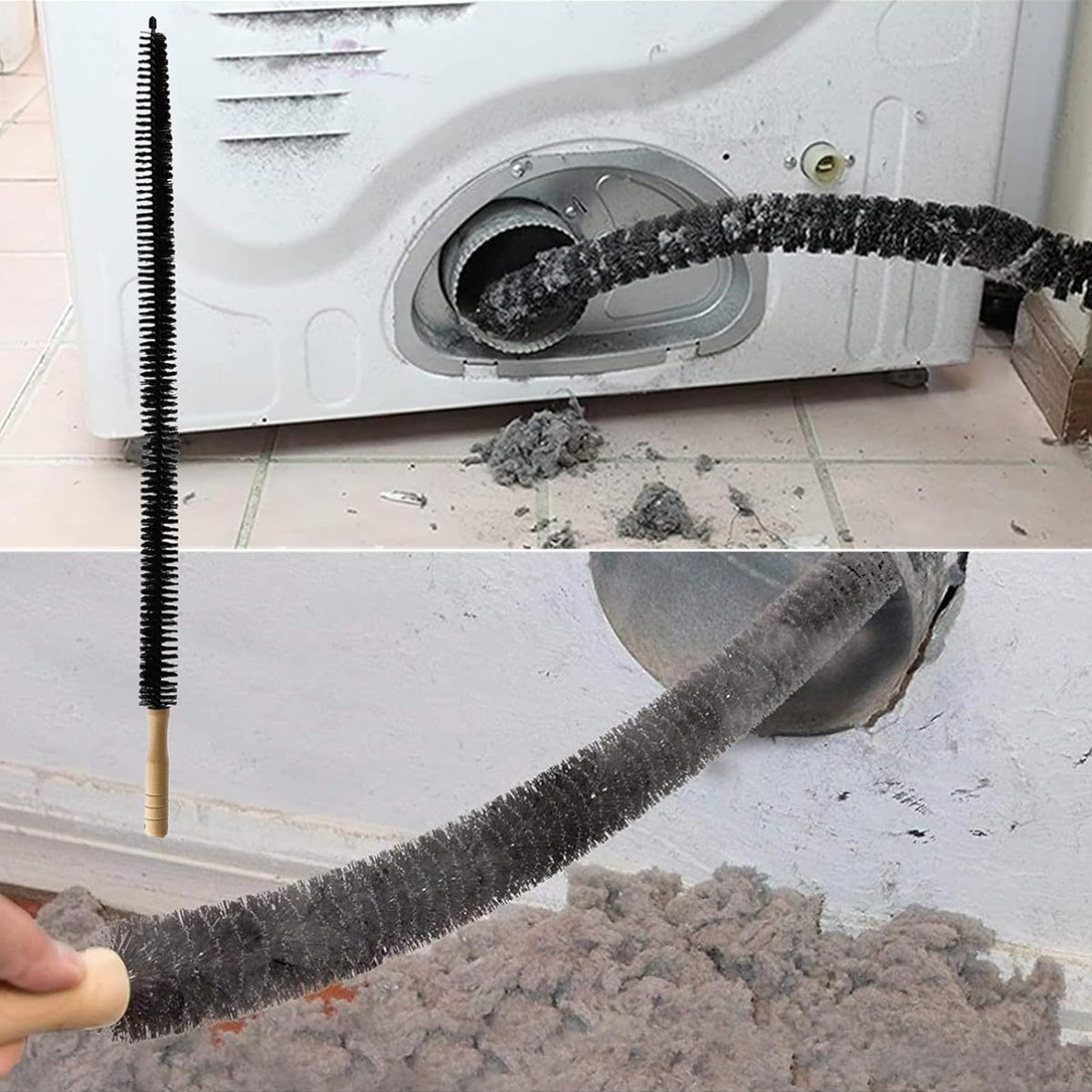 Dryer Vent Cleaning Kit with Flexible Vacuum Hose & Lint Brush Set – Fits Most Vacuums, Removes Lint Buildup Fast, Essential Home Laundry Maintenance Tool for Fire Safety