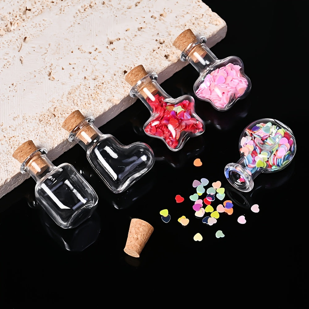 Assorted Mini Glass Bottles with Cork Stopper 40pcs, Mixed Shape Clear Small Drift Wishing Bottles, Bead Containers for DIY Crafts, Necklace Making, Wedding Party Favors, Christmas & Holiday Decor