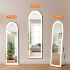 Smart LED Touch Sensor Full-Length Mirror with Adjustable Brightness – Wall-Mount & Freestanding Slim Modern Frame for Vanity, Bedroom & Dressing Room Lighting