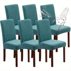 Stretch Jacquard Dining Chair Covers Set of 4 or 6 Removable Washable Polyester-Elastane Slipcovers – Chair Protector for Kitchen Home Hotel Restaurant, Valentine's Day Home Decoration