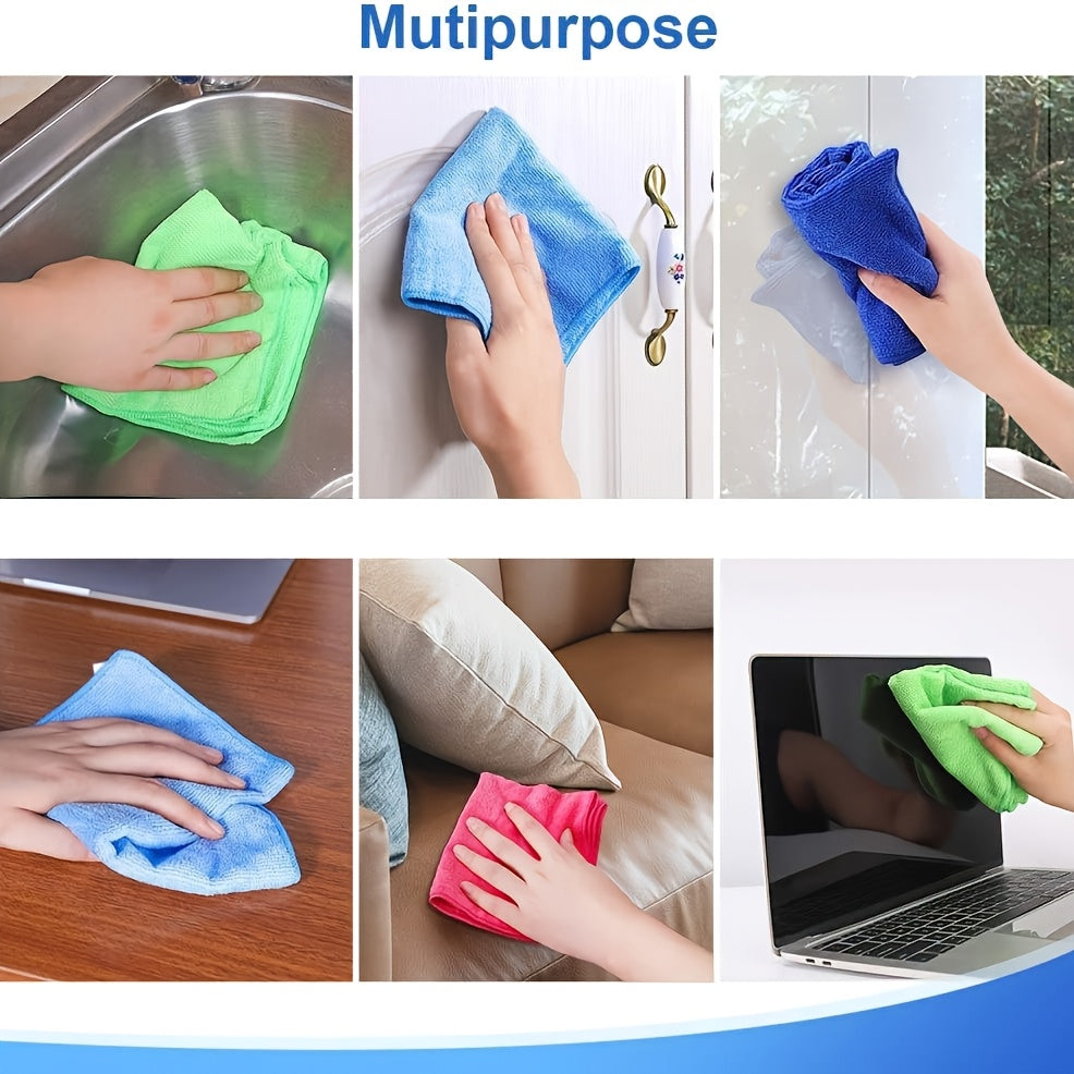 Microfiber Cleaning Cloths 100 Pack Bulk Set - Super Absorbent Fast-Drying Streak-Free Reusable Cleaning Towels for Kitchen Bathroom Car & Furniture Multicolor Assorted