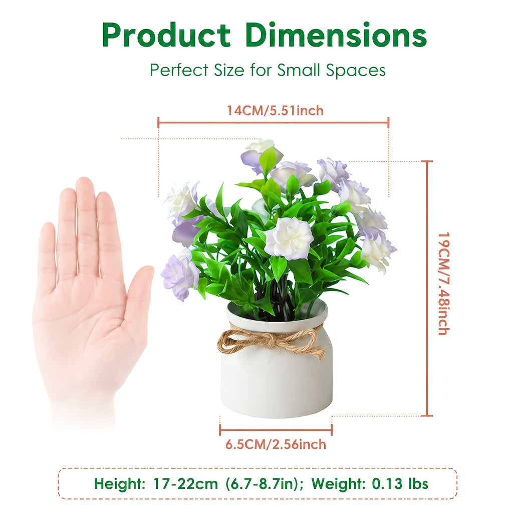 Artificial Potted Plants Set of 6 - Mini Fake House Plants with Pots and Realistic Faux Greenery - Low-Maintenance Plastic Plants for Office Desk, Shelf, Tabletop, Doorway and Year-Round Home Decor