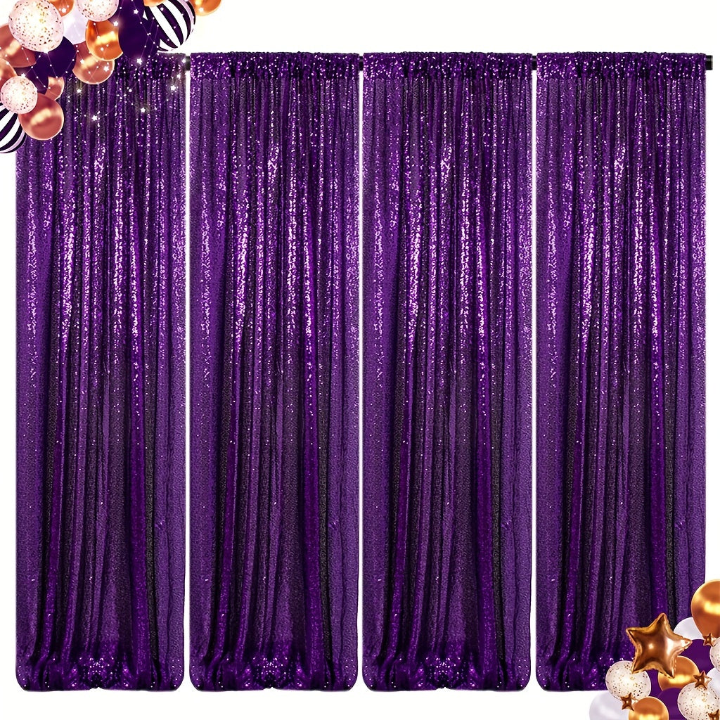 Sequin Curtains Backdrop 4 & 6 Panels 2x8FT - Shimmer Glitter Party Backdrop Curtain for Wedding Birthday Bachelorette Photo Booth, 25 Colors Reusable Event Decoration