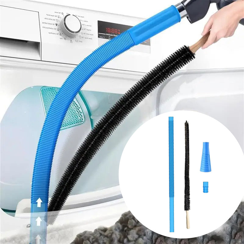 Dryer Vent Cleaning Kit with Flexible Vacuum Hose & Lint Brush Set – Fits Most Vacuums, Removes Lint Buildup Fast, Essential Home Laundry Maintenance Tool for Fire Safety