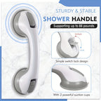 Bathroom Grab Bars Suction Cup No Drill 2-Pack Non-Slip Adjustable Height Shower Handle Safety Rail for Elderly Toilet Fall Prevention Easy Install