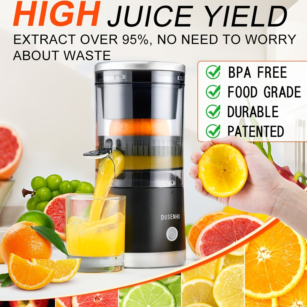Rechargeable Electric Citrus Juicer USB-C – 45W Portable Juicer Machine for Orange, Lemon & Lime | BPA-Free | Includes Cleaning Brush | Black & Red
