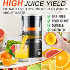 Rechargeable Electric Citrus Juicer USB-C – 45W Portable Juicer Machine for Orange, Lemon & Lime | BPA-Free | Includes Cleaning Brush | Black & Red