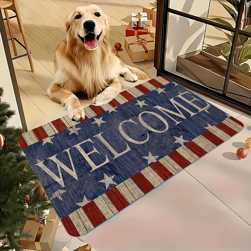 Patriotic Welcome Door Mat – Machine Washable Polyester, National Pride Design, Indoor Runner for Entryway, Bedroom, Kitchen & Bathroom | 18×47 in | Nuvia Haven