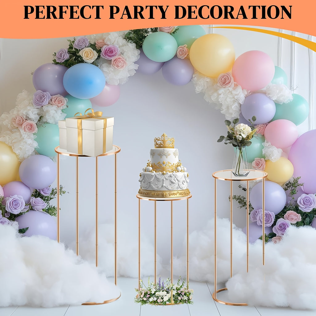 Metal Cylinder Pedestal Stand for Events – Round Cylinder Display Stand for Vase Cake Floral Arrangements, Party Wedding Celebration Table Riser, Decorative Metal Craft Stand