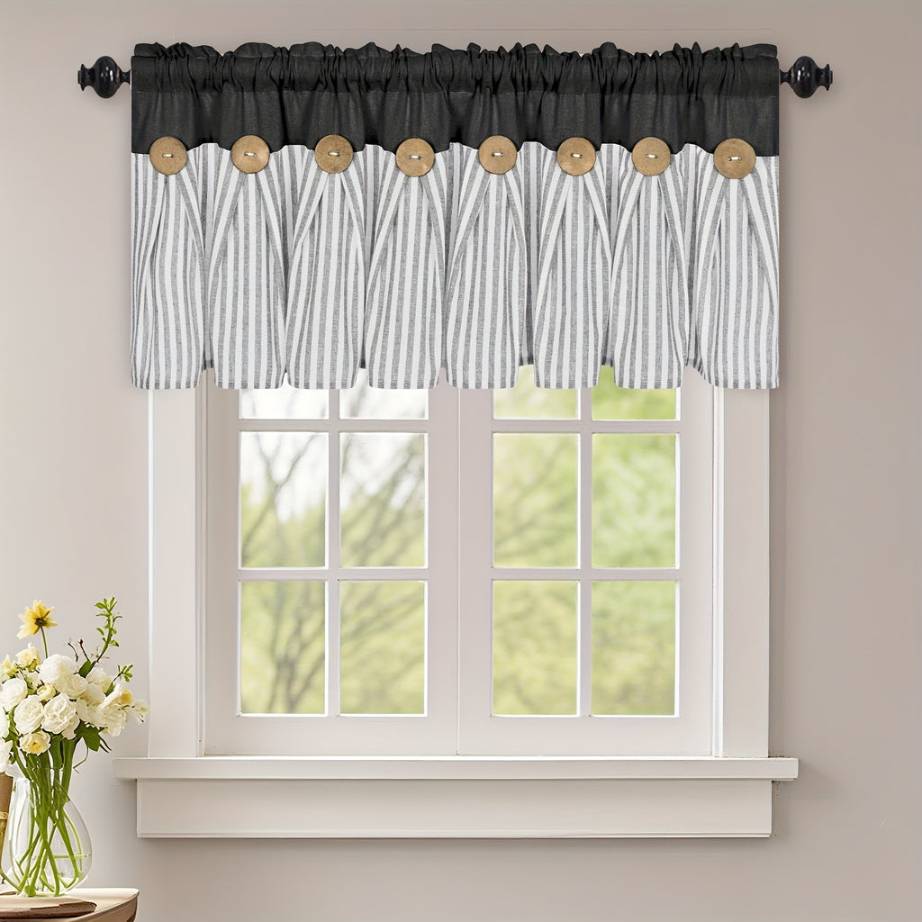 Striped Patchwork Semi-Sheer Rod Pocket Curtains – Bohemian Tiered Window Panels for Bedroom, Living Room, Kitchen, Bathroom & Cafe | 1 or 2 Pcs