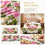 Duvet Cover Set Baroque Geometric Floral 3 Piece Soft Breathable Polyester Quilt Cover with 2 Pillowcases All Season Twin Full Queen King Multicolor Modern Art