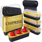 Disposable Mini Cake Boxes 30pcs with Lids & Spoons - Aluminum Foil Baking Cups for Cheesecakes, Custards & Desserts, Party Favor Containers in 5 Colors