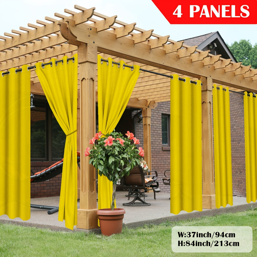 Outdoor Curtain Panels for Patio Gazebo Porch – Weather-Resistant, Light-Filtering Sun Block Privacy Drapes, 4 Panels, Multiple Sizes & Colors
