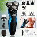 4-in-1 Electric Shaver Men USB Rechargeable Rotary Razor Beard Trimmer Wet Dry - Father's Day Gift for Dad Husband Male Friend Blue