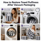 Classic Striped Bath Towel Set – 9 or 15 Piece No-Hair-Loss Super Absorbent Two-Color Towel Bundle | Large Bath Towels, Face Towels & Hand Towels for Bathroom & Beach